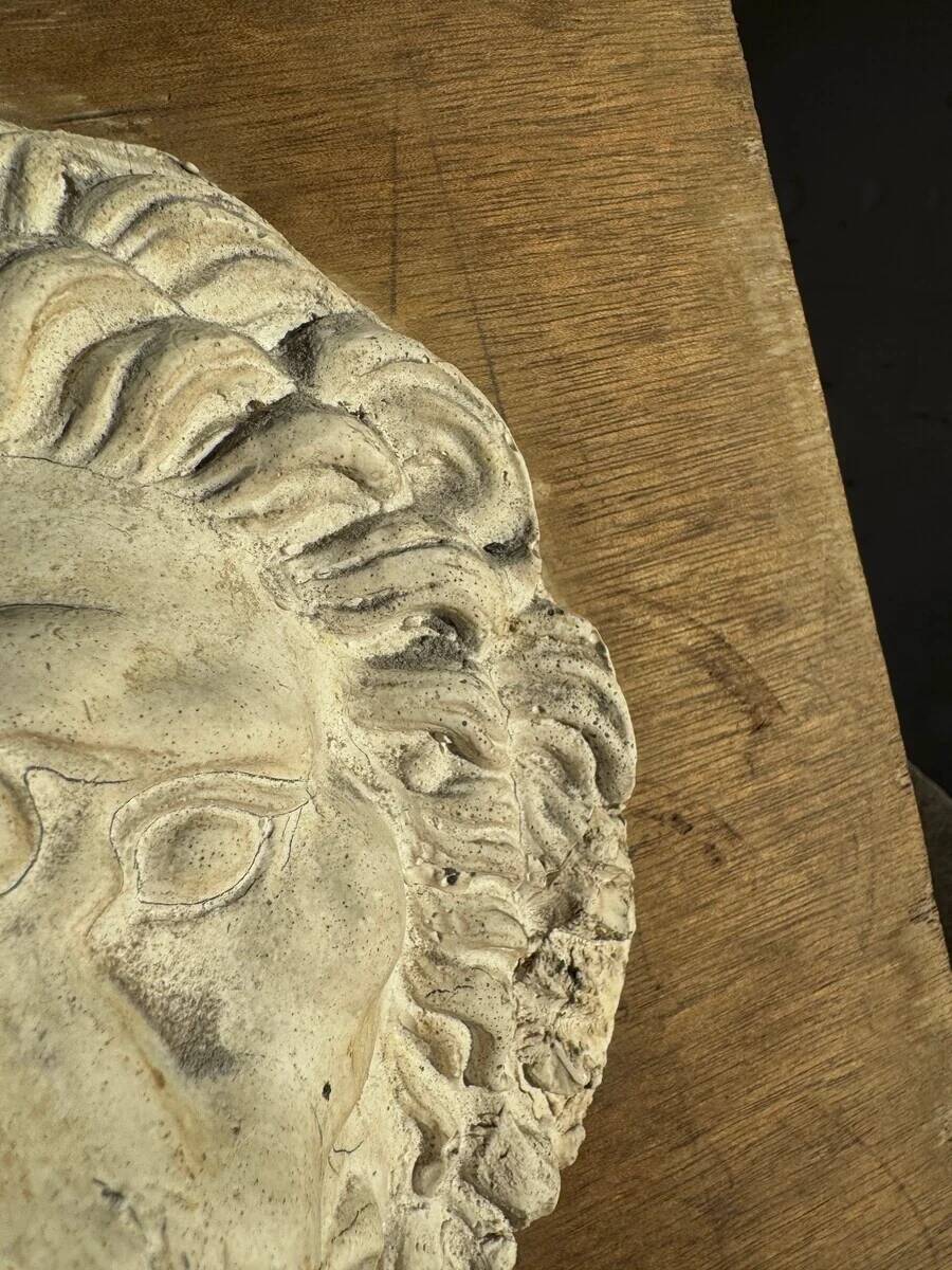 Lion's head in plaster by Walter De Buck