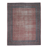 Tapis persan fait main en laine et coton rouge clair des années 1970 302x386
