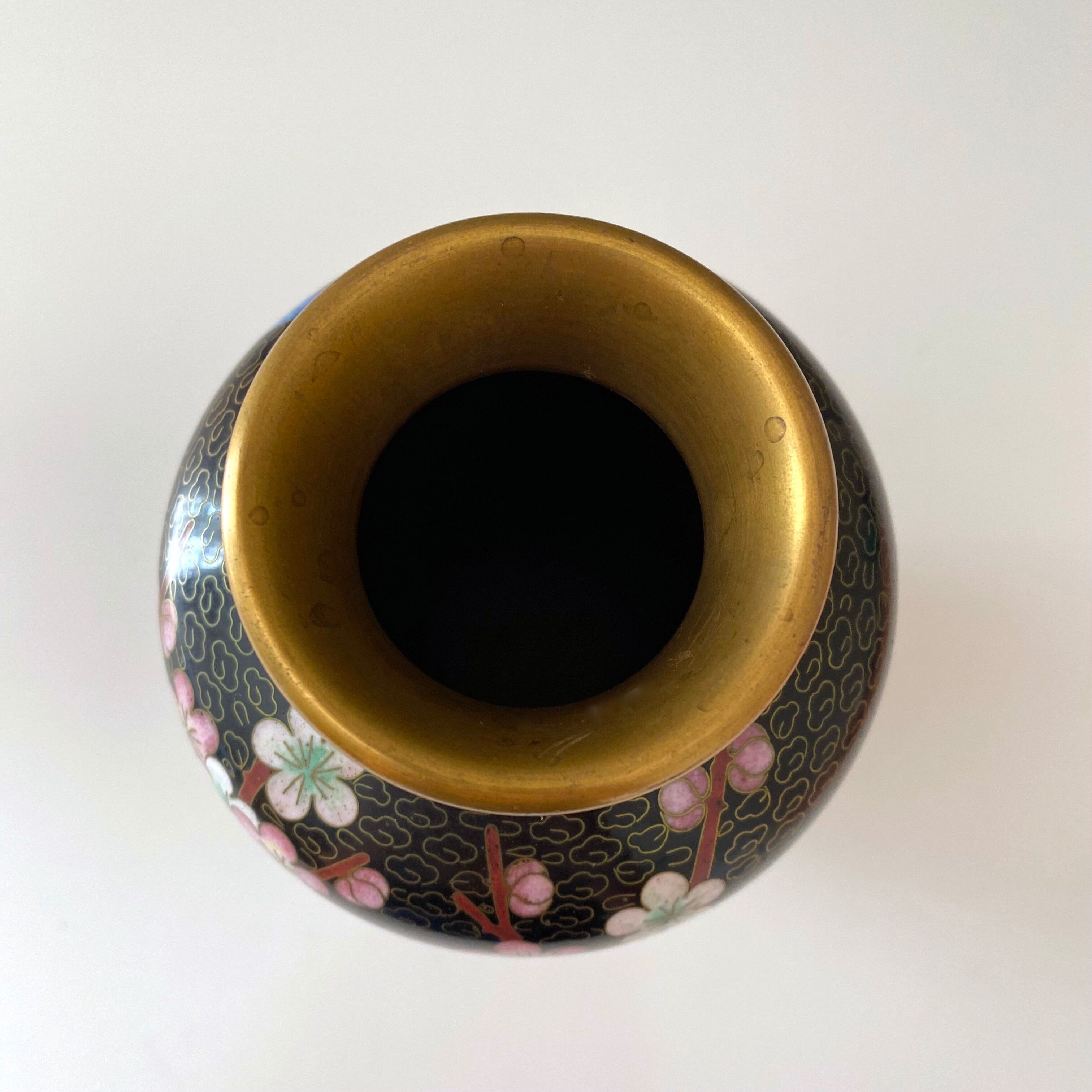 Cloisonne vase, vintage enamel vase