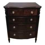 Commode 4 tiroirs en noyer et bois noirci