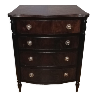 Commode 4 tiroirs en noyer et bois noirci