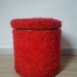 Vintage red moumoute chest stool pouf