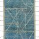 Tapis tribal tissé à la main en laine bleue unique en son genre, 201 cm x 304 cm