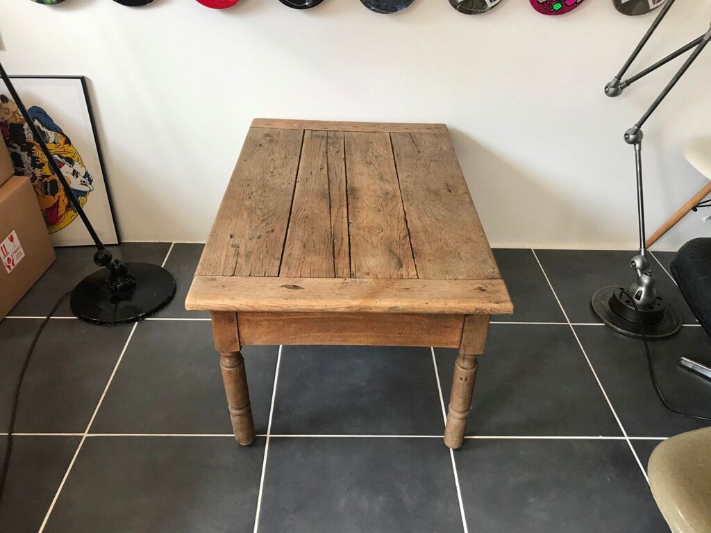 Rustic farm coffee table turned feet with 1 1930 drawer