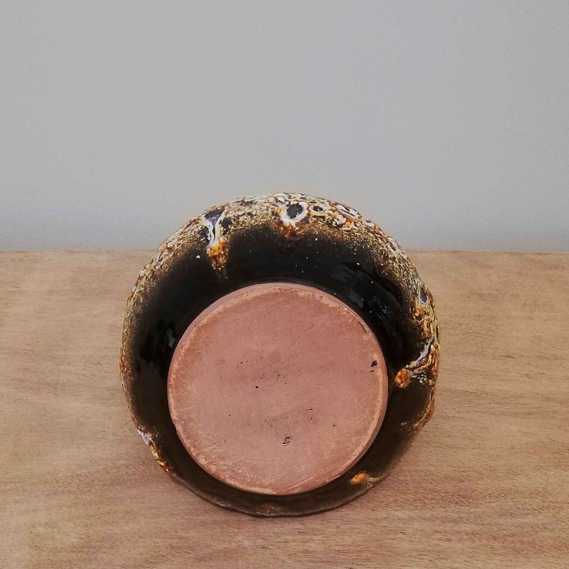Honey colored Fat Lava ceramic pitcher vase