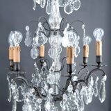 Important lustre cage en bronze, cristal de Baccarat, Style Louis XV, 1900