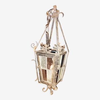 Chandelier lantern old interior / exterior colored glasses bicolor