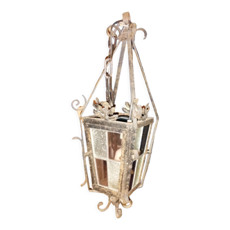 Chandelier lantern old interior / exterior colored glasses bicolor