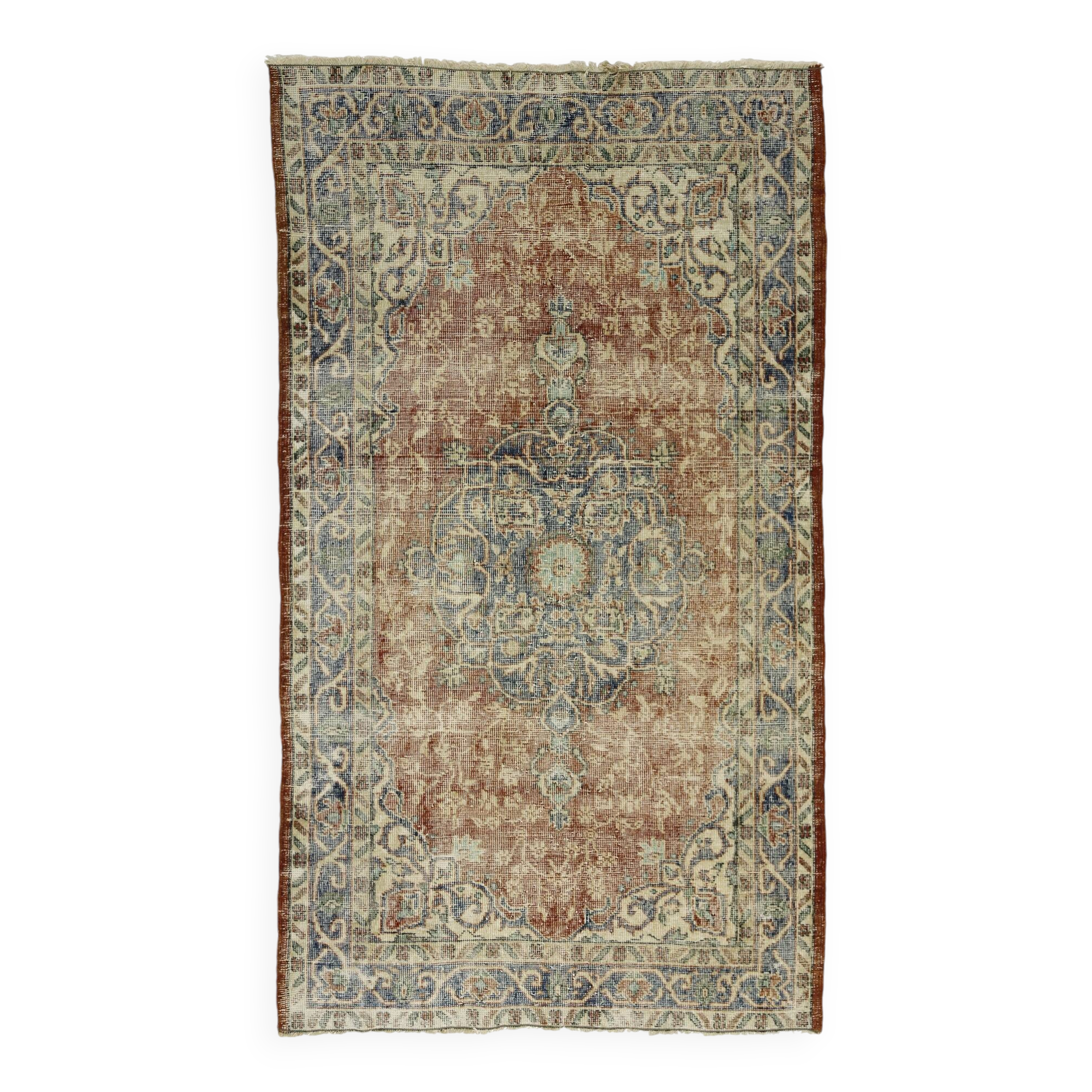 Turkish Anatolian Handmade Vintage Area Rug 200 cm x 118 cm