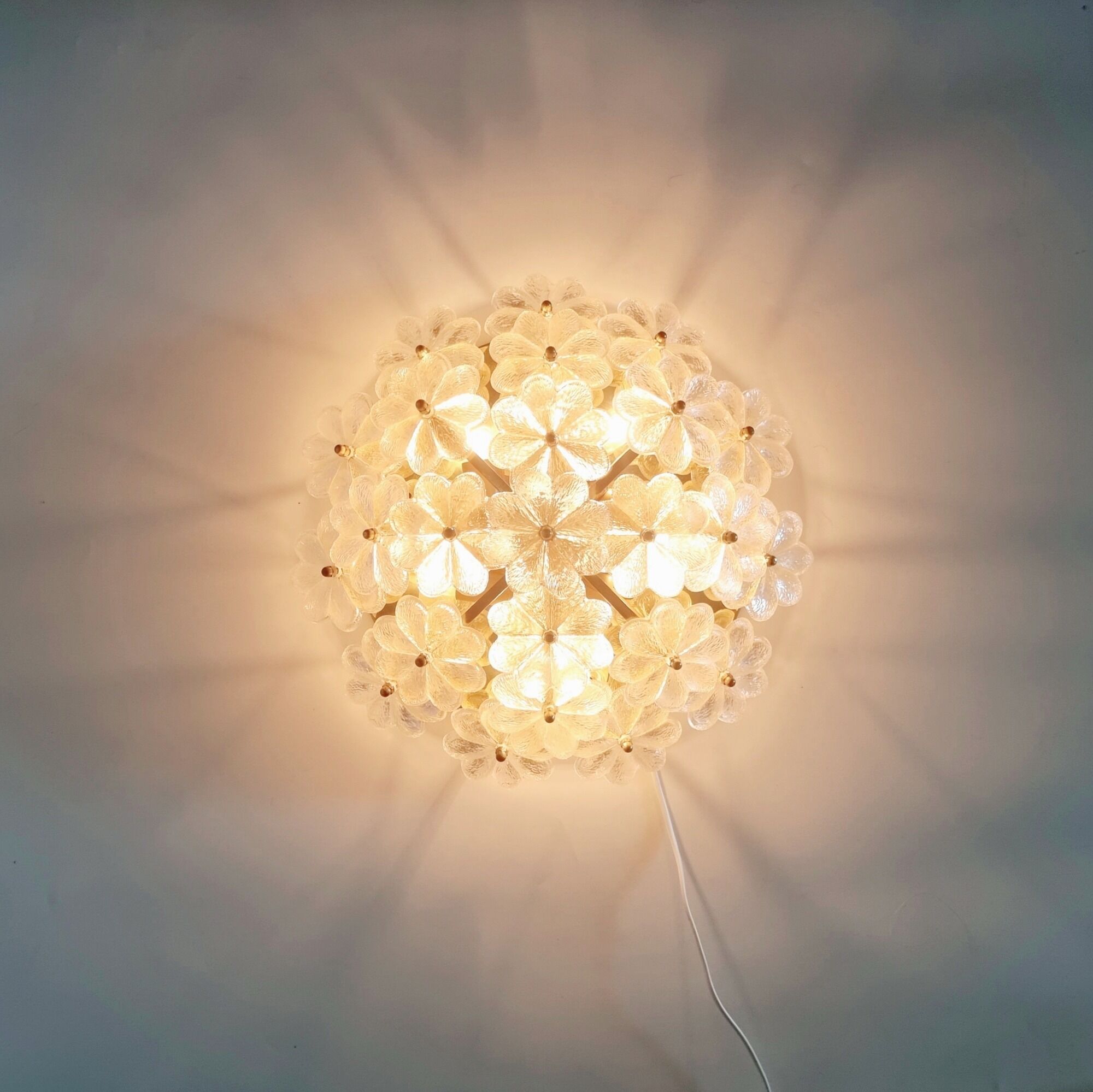 Mid-Century Floral Murano Glass Flush Mount by Ernst Palme for Palwa, Germany, 1960s