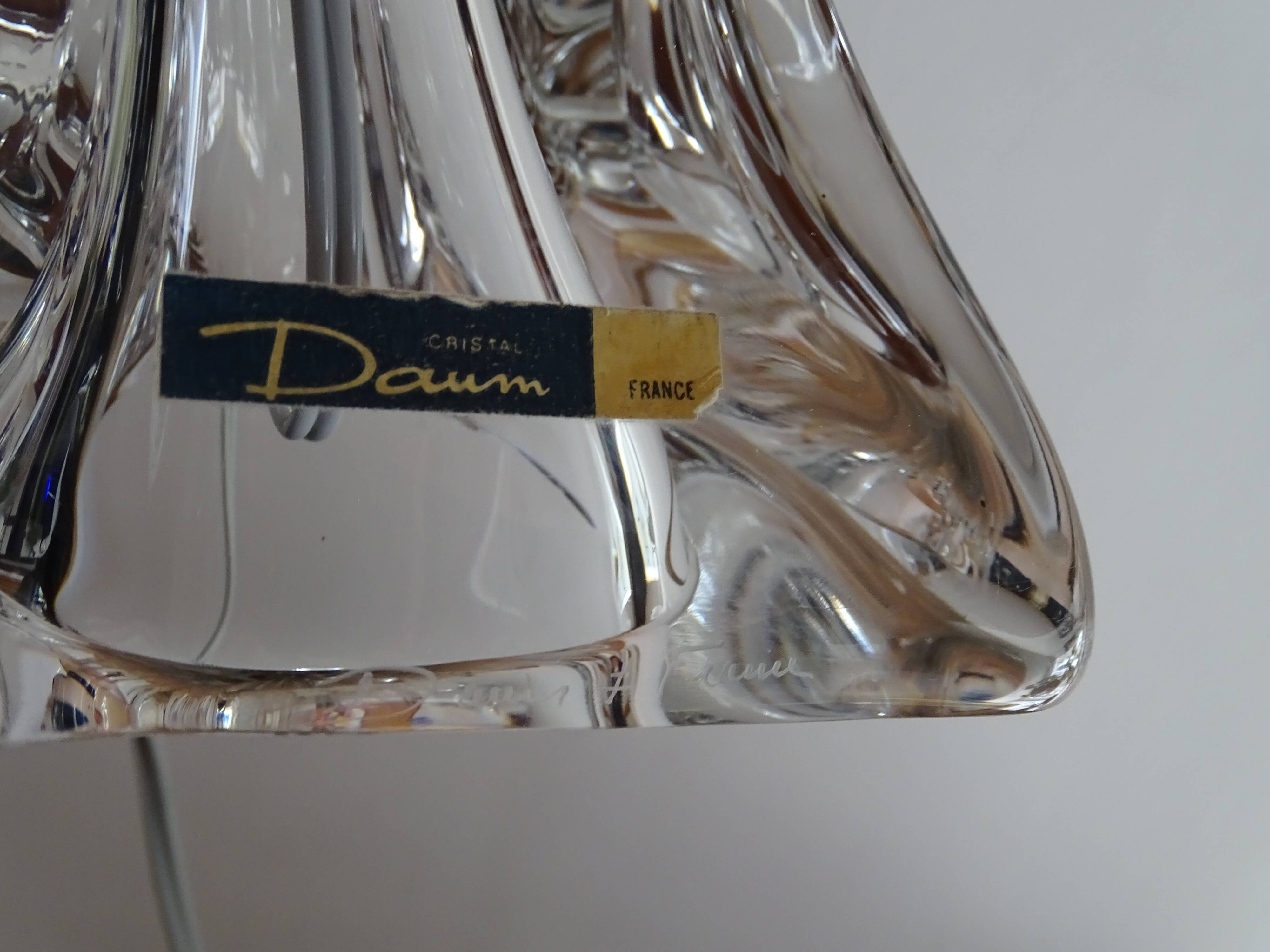 Daum France 1960 crystal lamp signed and labeled - 46 cm