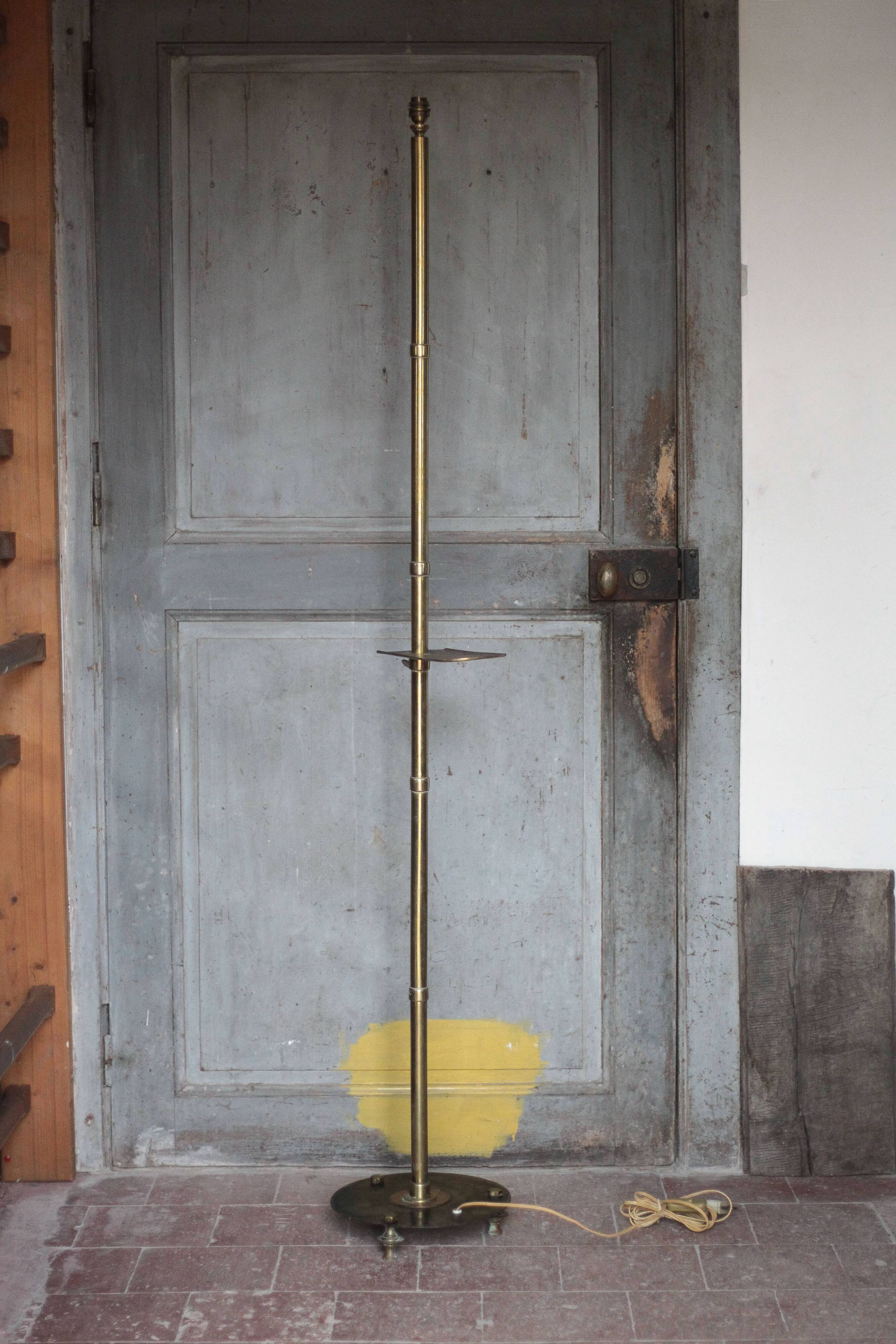 1930s brass floor lamp, reading lamp.