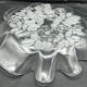 Large Vintage Glass Serving Platter (43 cm) — Frosted Floral Pattern and R