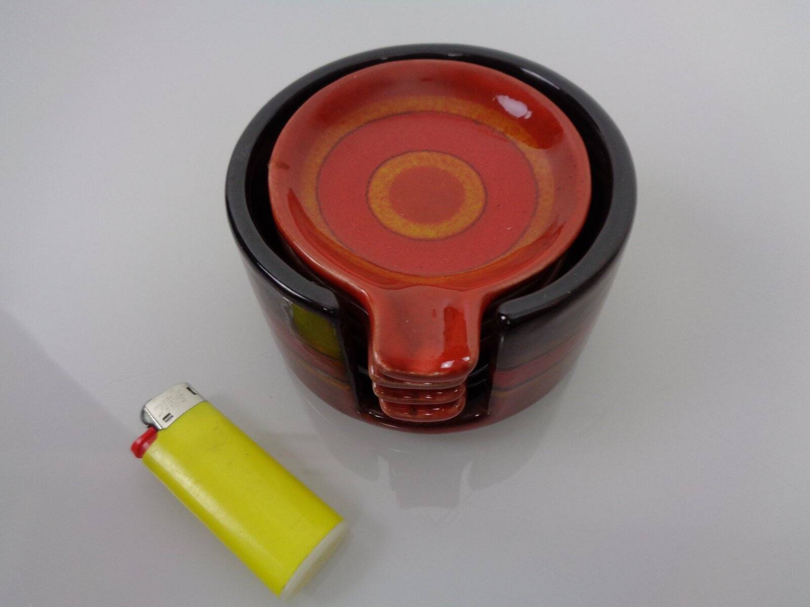 Pop Art Ceramic Ashtrays by Romolo Verzolini for Questa Maiolica, Italy, 1970s, Set of 5