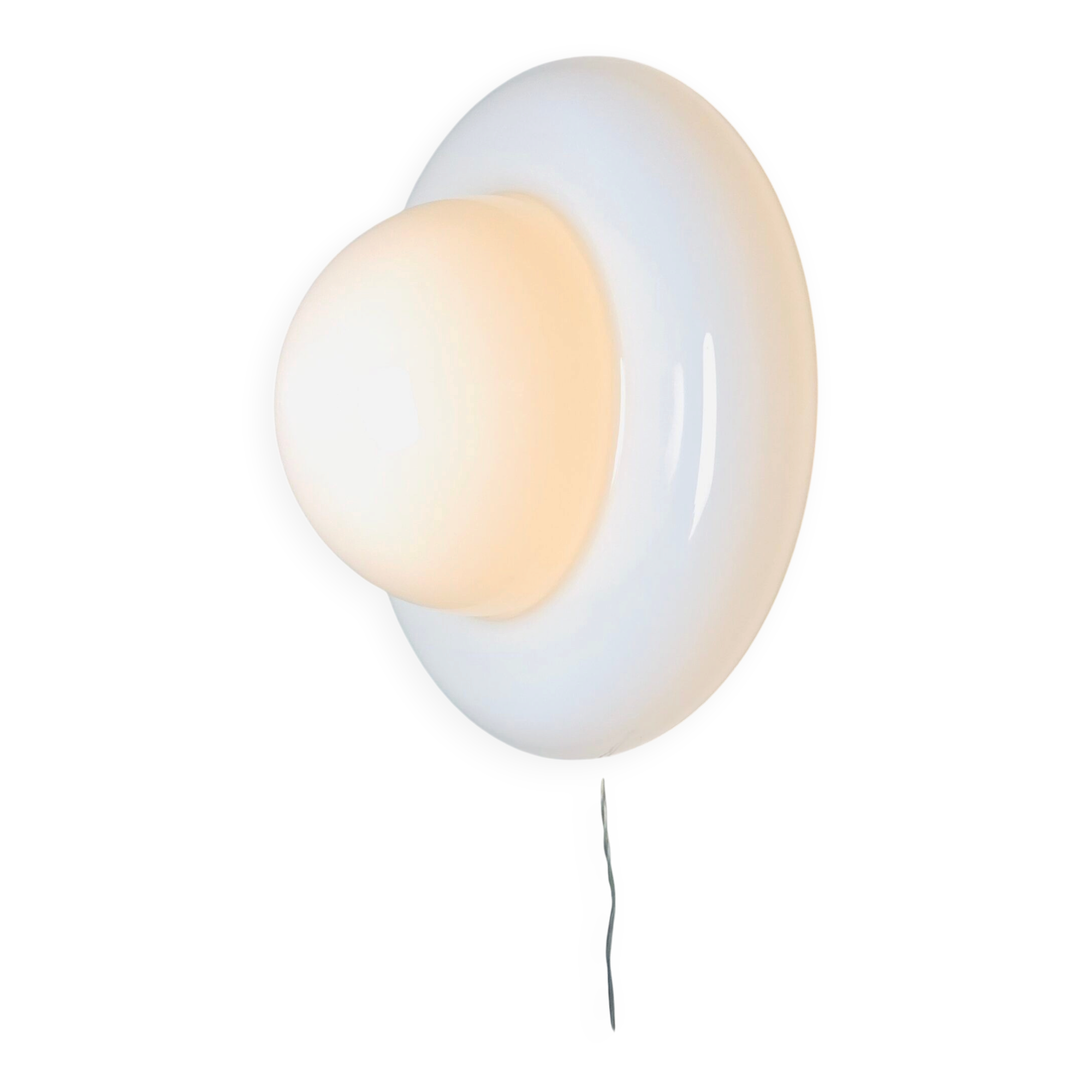 Sculptural Ufo Space Age Wall Lamp In Opal Glass, Italy 1970S