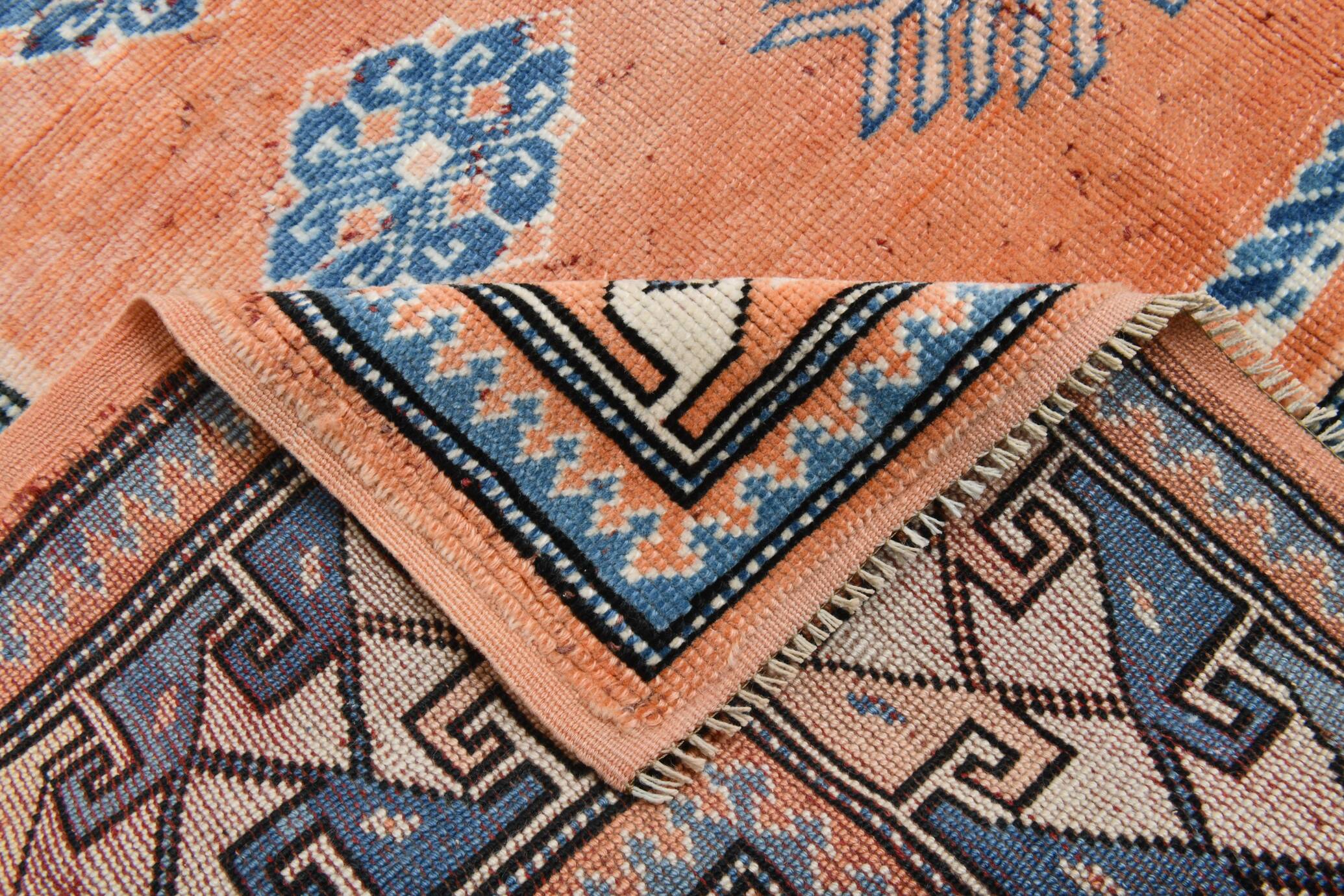 5x7 Orange & Blue Classic Vintage Rug, 154x203Cm