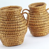 Set of 2 wicker pans