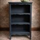 Antique mini oak bookcase – small 19th-century library with slate patina, a lovely rarity.