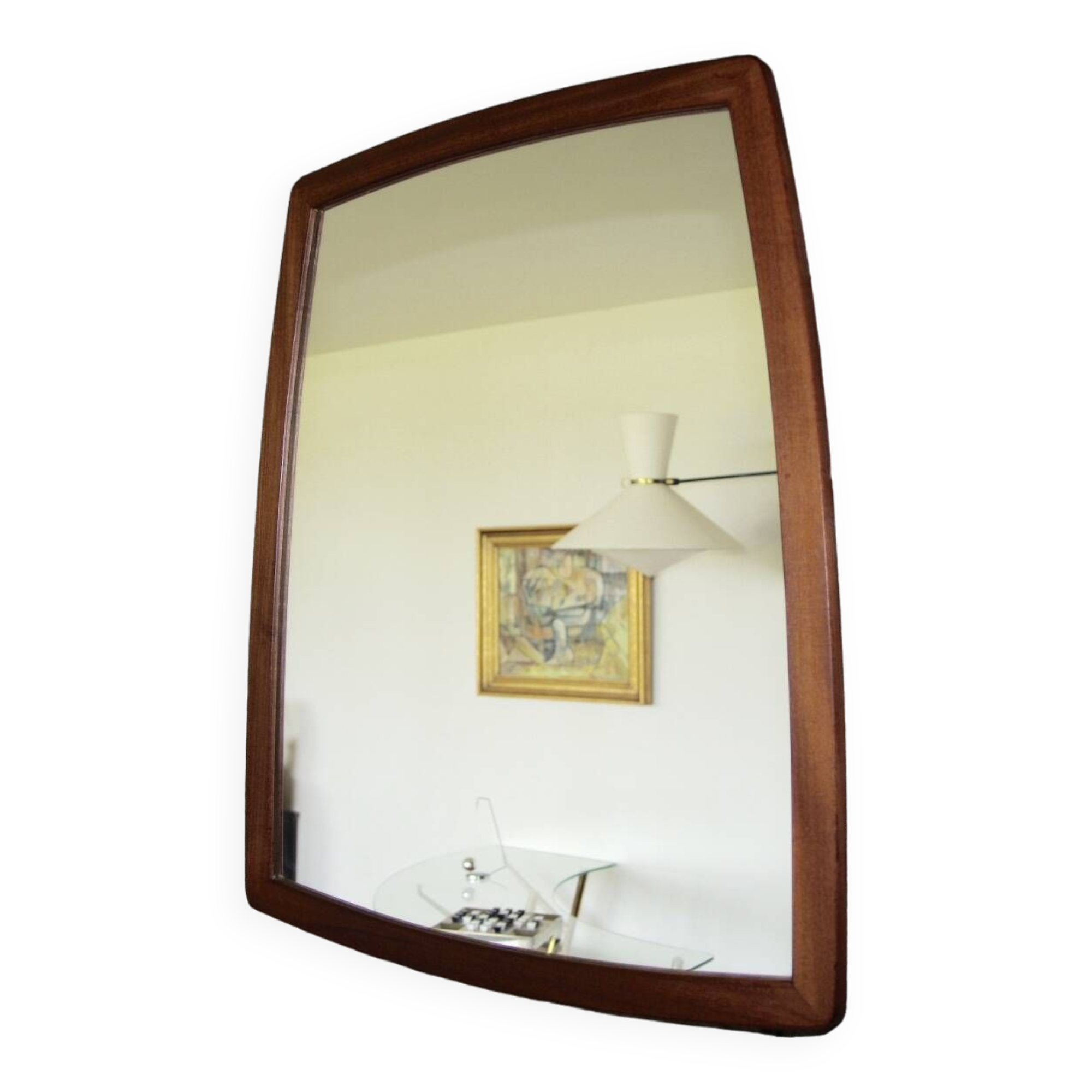 Large vintage teak mirror germany 1960