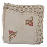 Nappe en lin,entourage dentelle,brodée main.