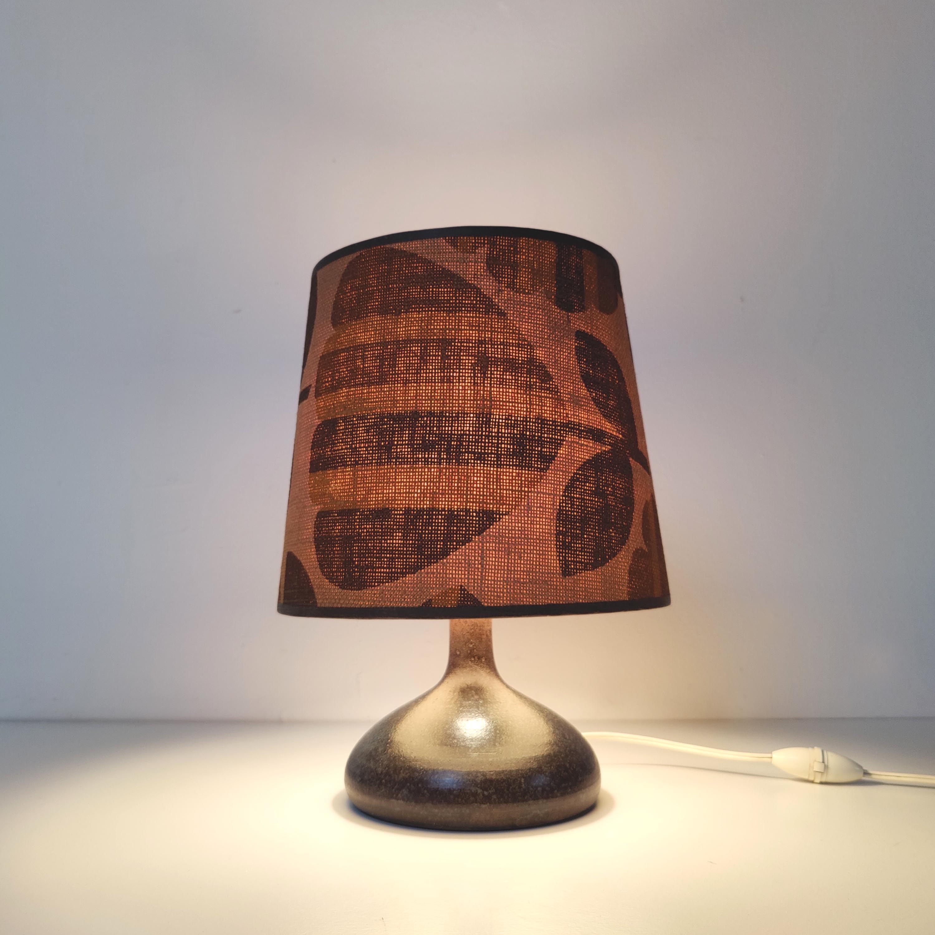 Vintage ceramic lamp signed F. Comte lampshade flowers