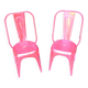Pair of red stackable metal chairs