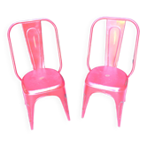 Paire de Chaises en tôle empilables rouges