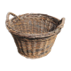Old round wicker linen basket, dark rattan