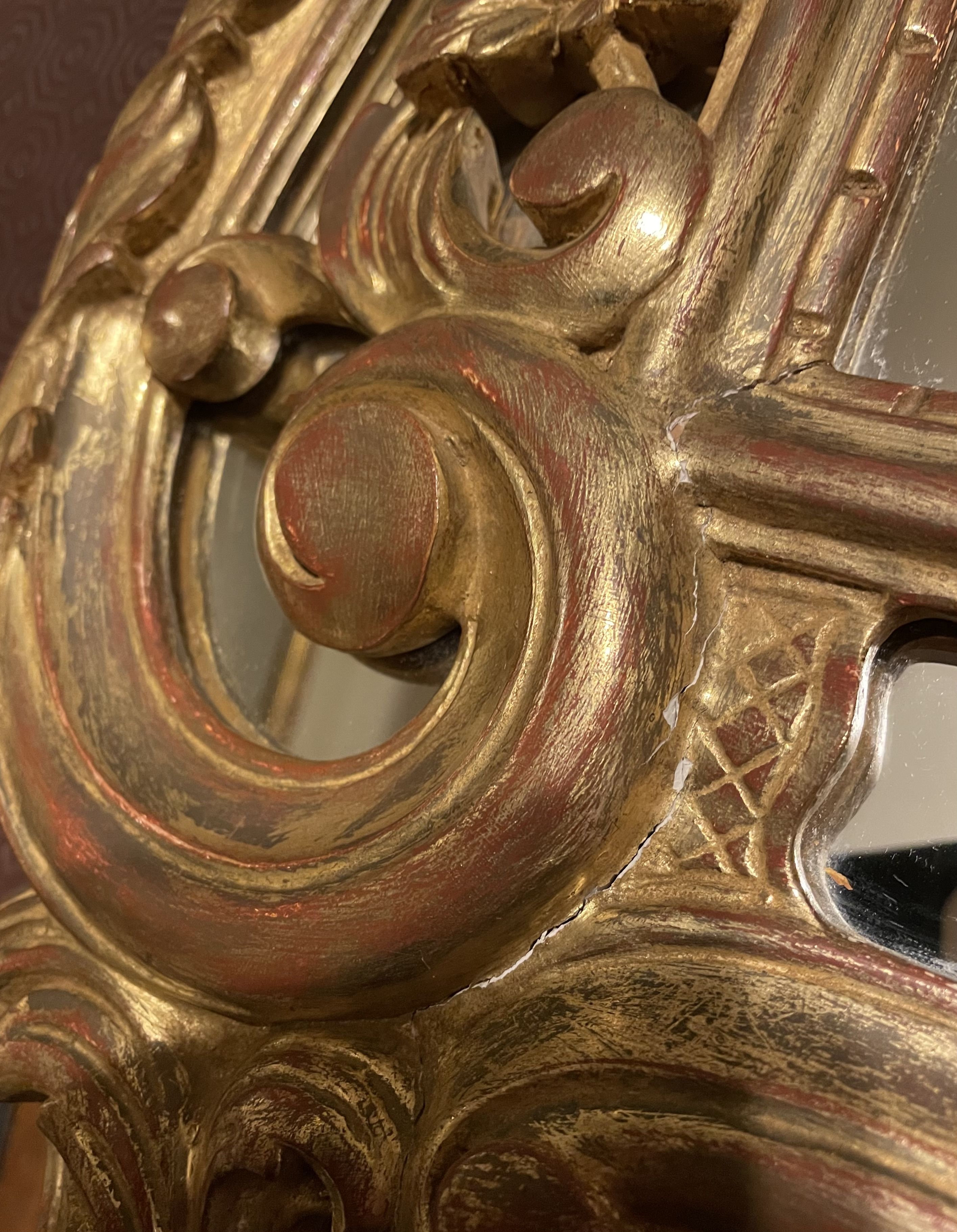 20th century gilded wooden mirror with bezels h120 x l71