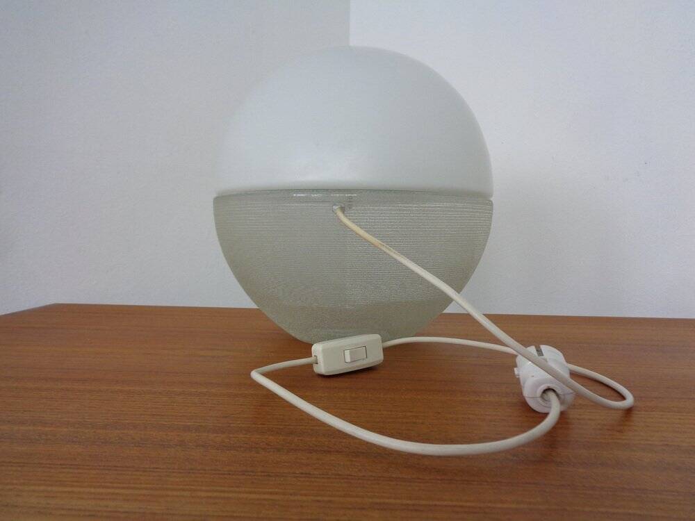 Two-Piece Opal Glass Table Ball Lamp, Italy, 1960s