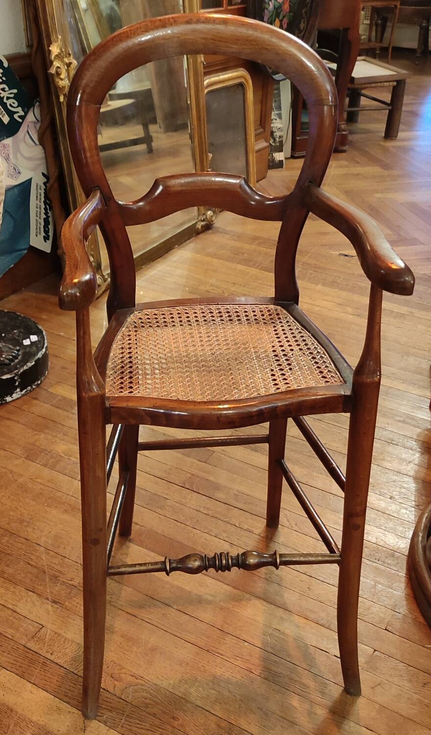 Old Louis Philippe Children's High Chair/cannage