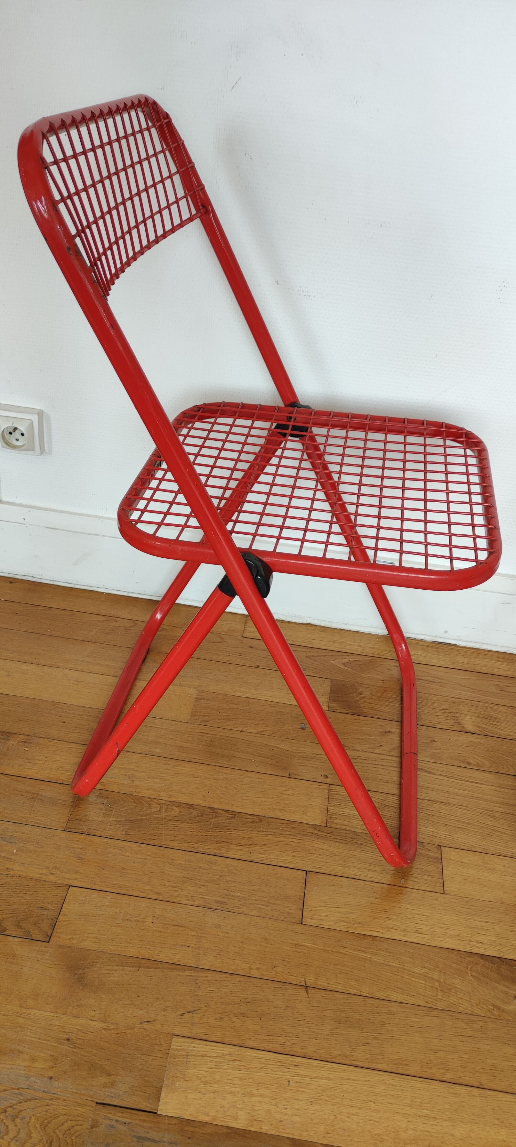 Pair of folding chairs Talin metal red