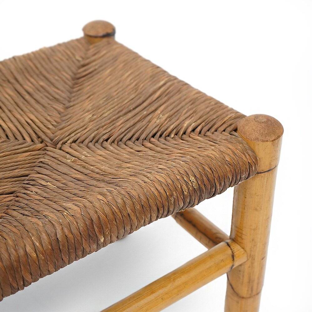 Rattan and woven straw stools, 1960s, set of 2
