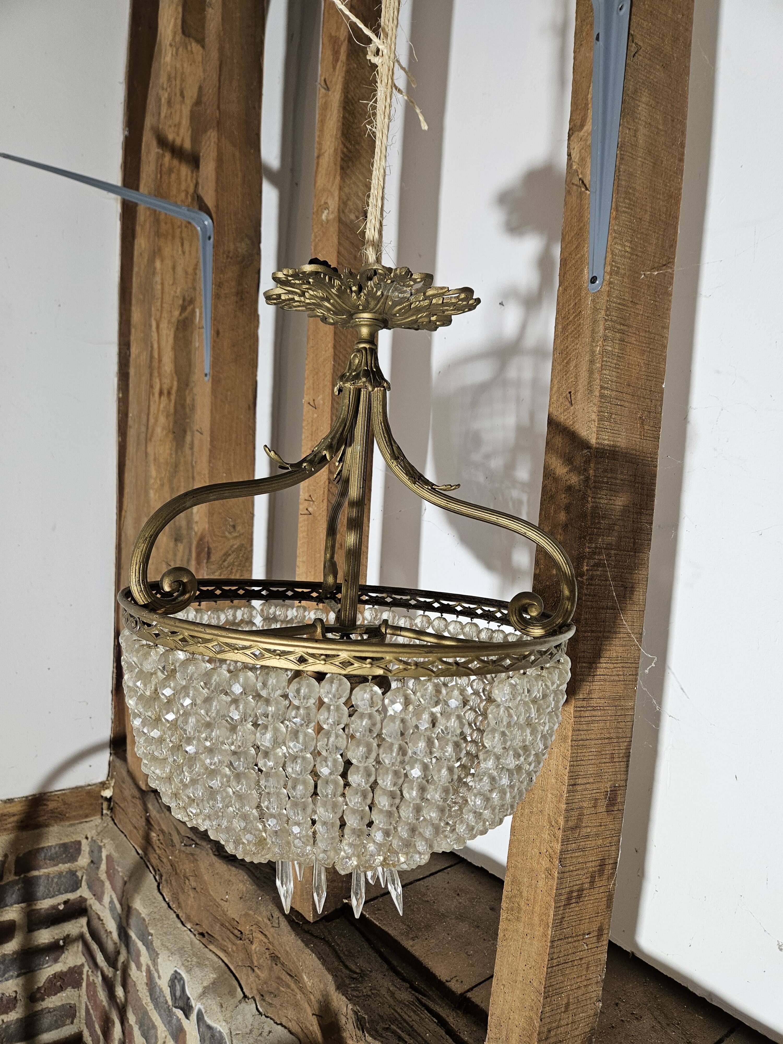 Napoleon III basket chandelier with tassels