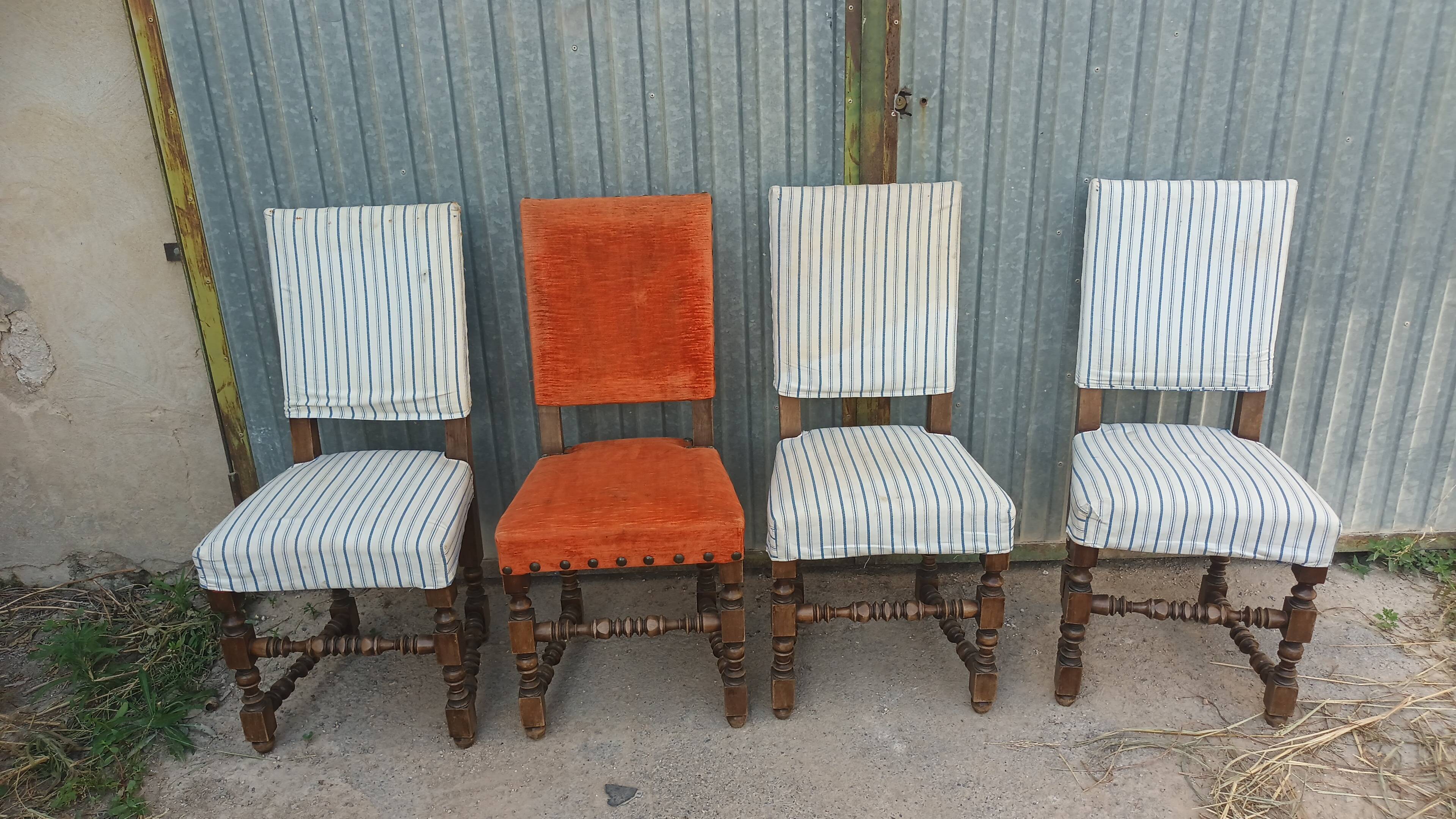 Wooden and upholstered chairs