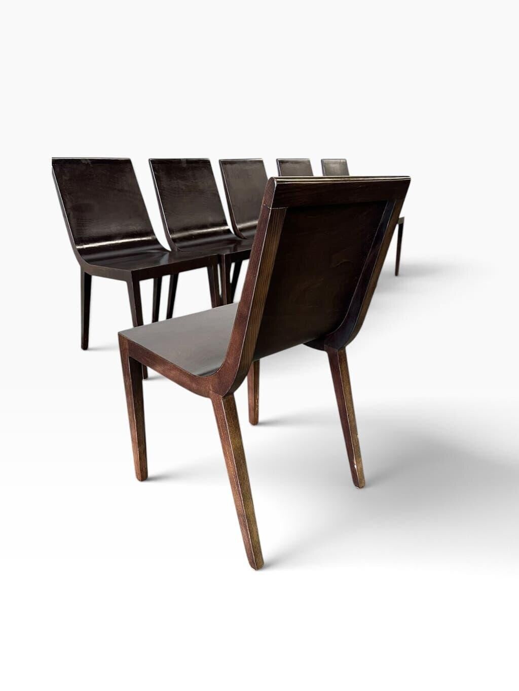 Set of 6 vintage curved wooden chairs