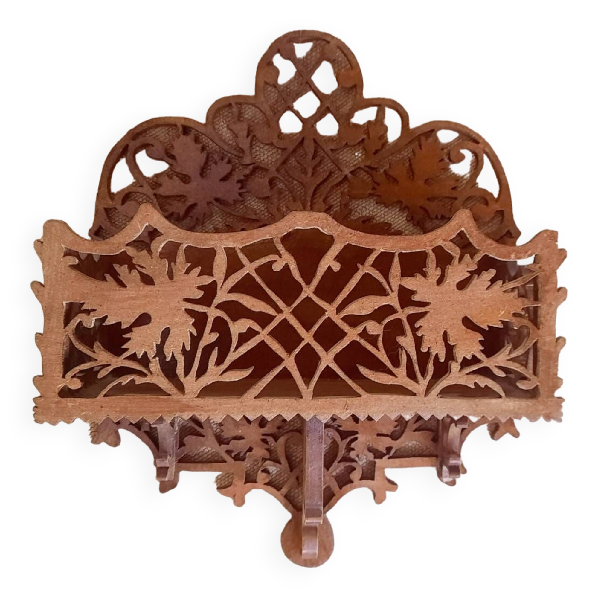 Carved wooden letter holder