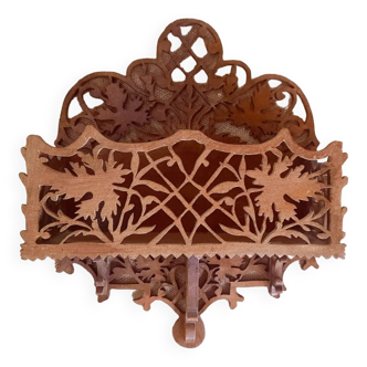 Carved wooden letter holder