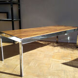 Coffee table in chrome and rosewood metal 1970