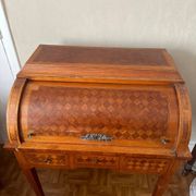 Cylindrical desk in cubic marquetry Louis XVI style late 19th, early 20th century