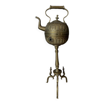 Oriental bronze teapot on tripod base, early 20th century