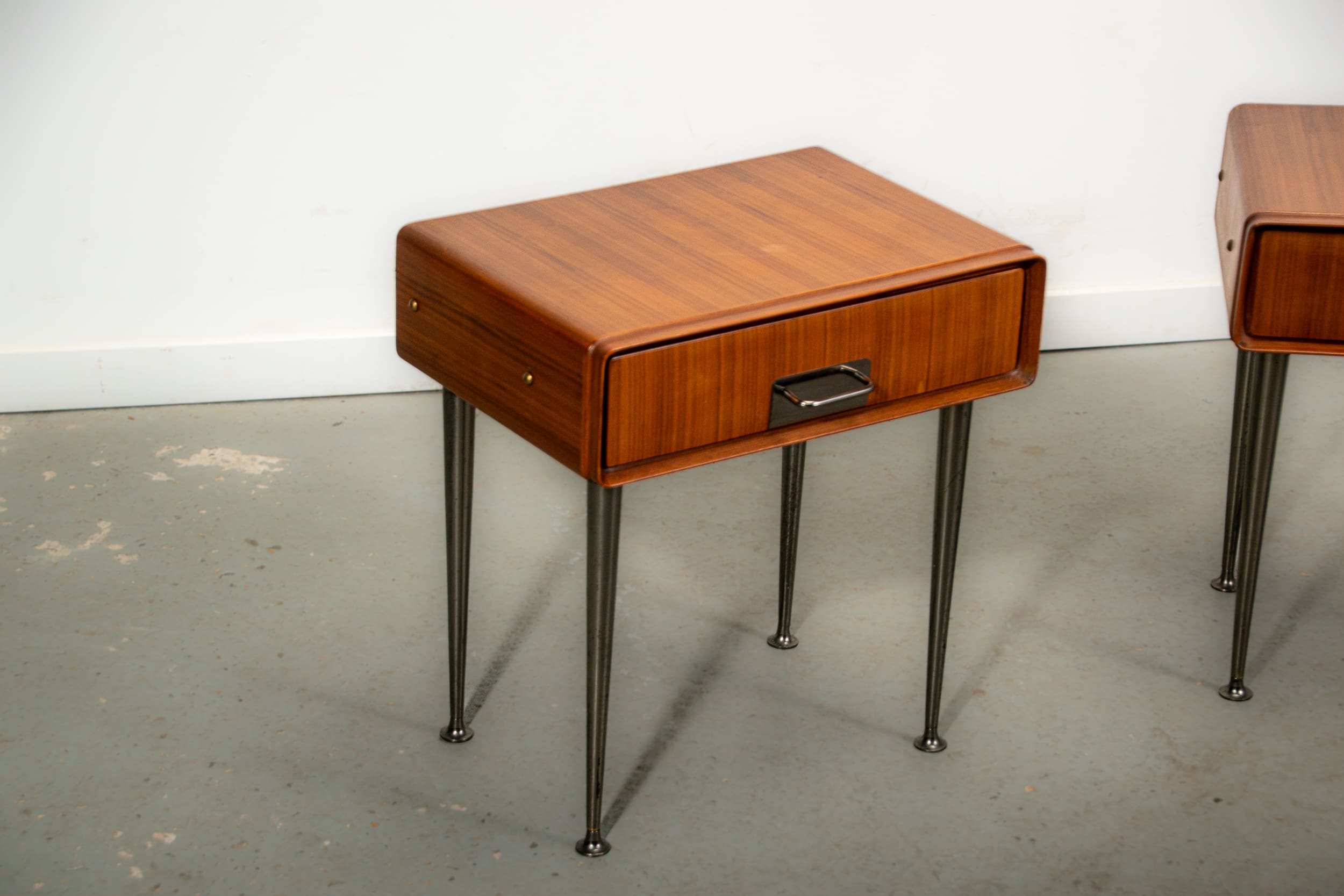 Italian nightstands in teak with brass details, circa 1970