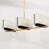 Vintage modernist chandelier in gilded brass – 1970s design