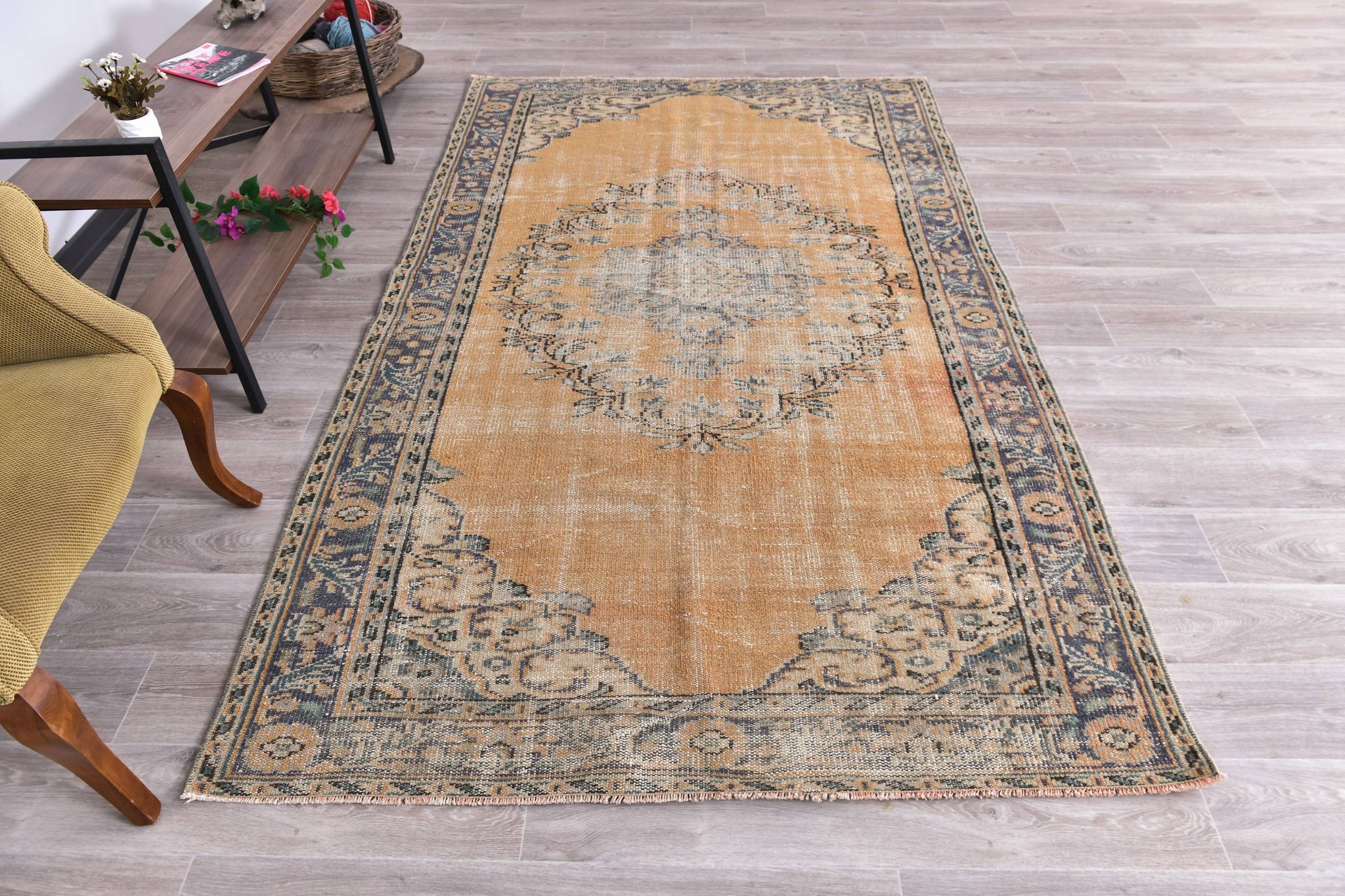 Tapis vintage classique orange 57s 158x260 cm