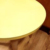 Yellow formica & wood side table