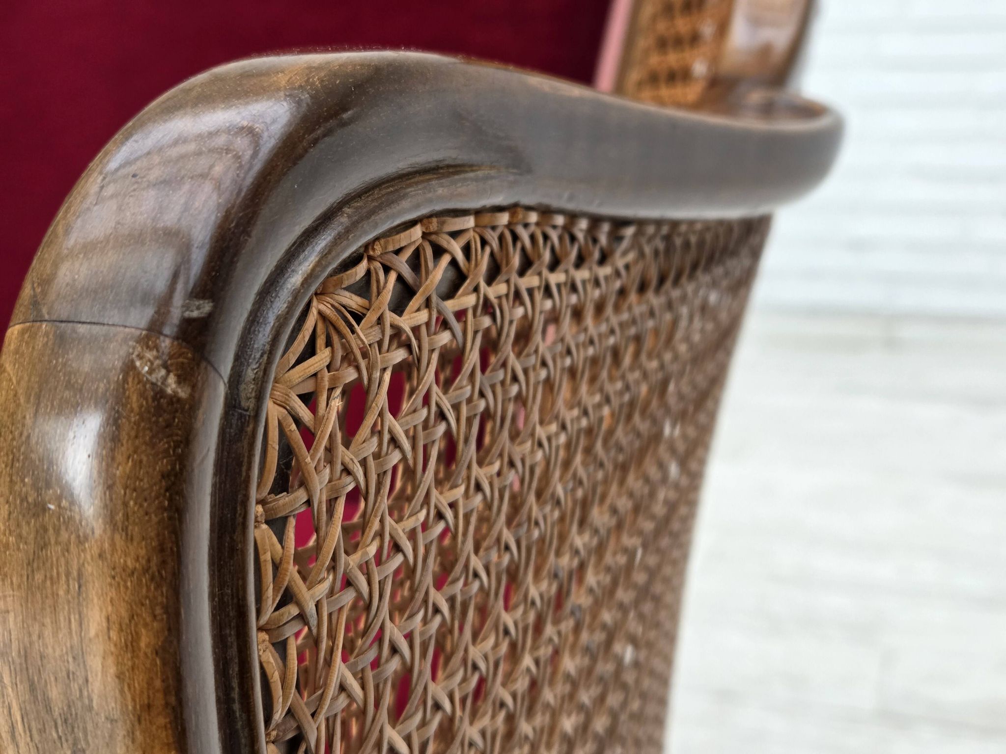 1950s, Danish 3-seater sofa, furniture velour, ash wood, mesh.