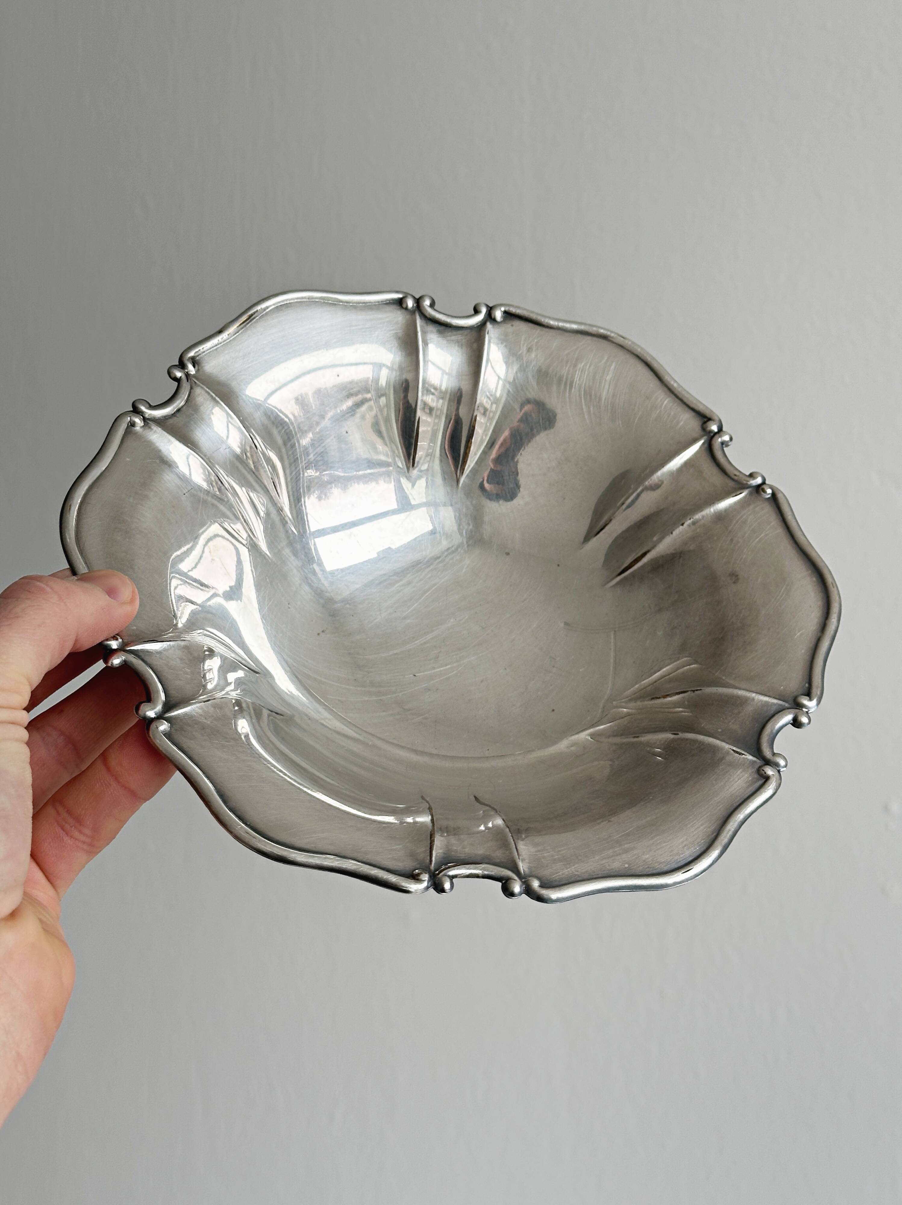 Plate, antique metal fruit bowl