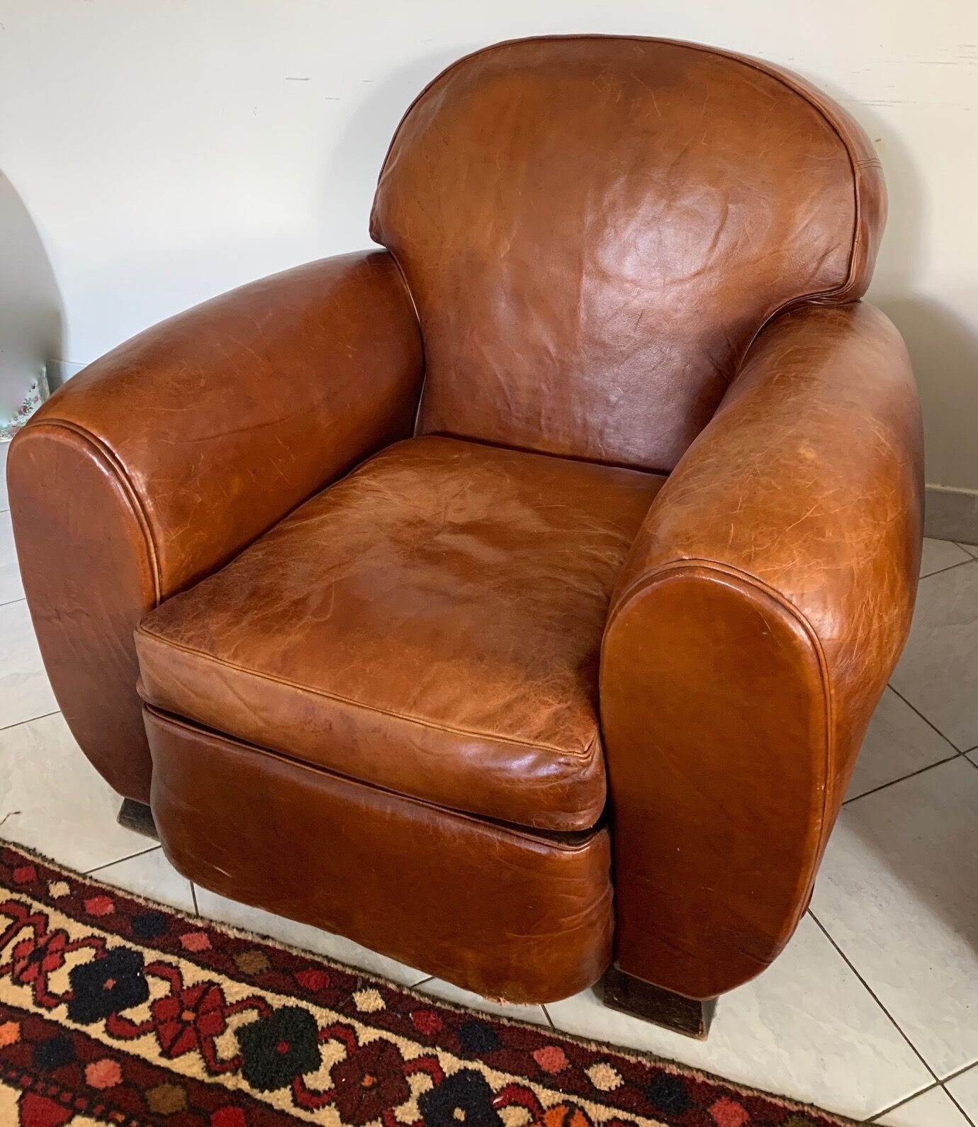 Pair of leather club chairs