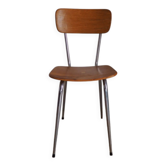 Chaise d'atelier en bois et acier