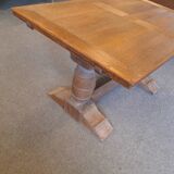 Table chêne massif 2 pieds centraux avec rallonges